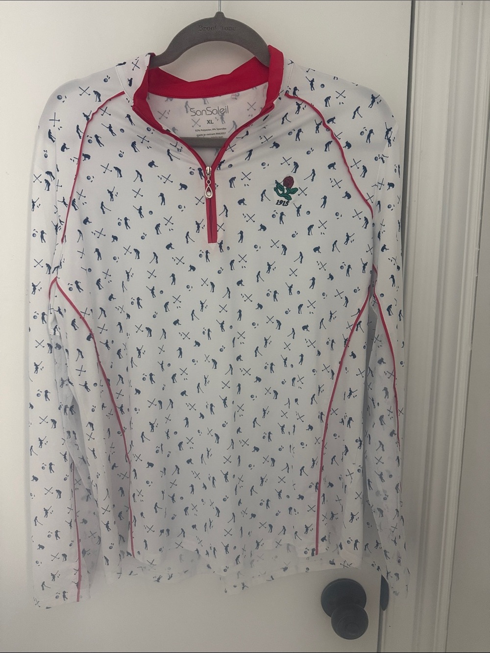 SanSoleil Women’s Printed Zip Mock golf shirt